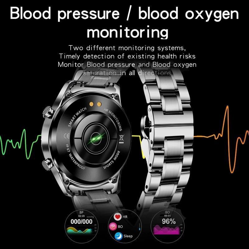 Relógio LIGE 2022 Full Circle Touch Screen Steel Band Luxury Bluetooth Call Men Smart Watch Waterproof Sport Activity Fitness Watch+Box