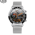 Relógio LIGE 2022 Full Circle Touch Screen Steel Band Luxury Bluetooth Call Men Smart Watch Waterproof Sport Activity Fitness Watch+Box