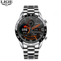 Relógio LIGE 2022 Full Circle Touch Screen Steel Band Luxury Bluetooth Call Men Smart Watch Waterproof Sport Activity Fitness Watch+Box