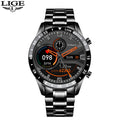 Relógio LIGE 2022 Full Circle Touch Screen Steel Band Luxury Bluetooth Call Men Smart Watch Waterproof Sport Activity Fitness Watch+Box